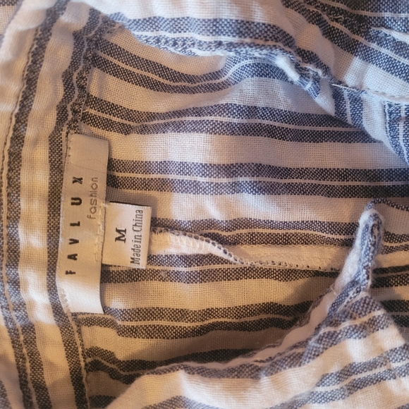 Favlux Blue And White Striped High Low Shirt M - Picture 6 of 6